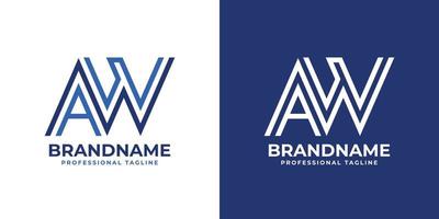 Letter AW Line Monogram Logo, suitable for any business with AW or WA initials. vector