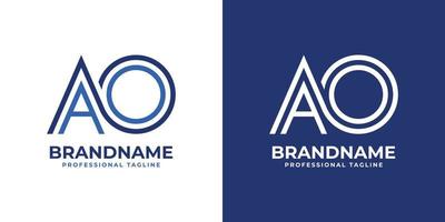 Letter AO Line Monogram Logo, suitable for any business with AO or OA initials. vector