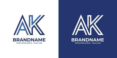 Letter AK Line Monogram Logo, suitable for any business with AK or KA initials. vector