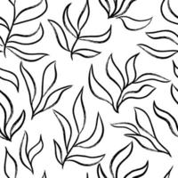 Seamless pattern with simple outline leaves and branches vector