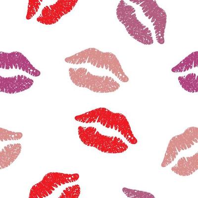 Seamless pattern of  woman's lips on white background