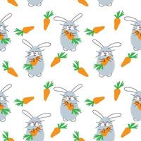 Seamless pattern with funny bunny and carrots vector