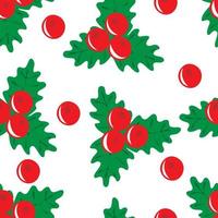 Seamless pattern with red holly berries vector