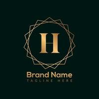 Luxury Letter H Gold Queen Design Logo. Elegant Gold logo Design consept for boutique,restaurant, wedding service, hotel or business identity. vector