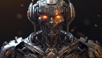 Futuristic future robot concept artificial intelligence. Created with generative AI photo