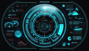 Futuristic circle HUD, GUI, user interface interface screen design. Created with photo