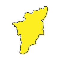 Simple outline map of Tamil Nadu is a state of India. vector