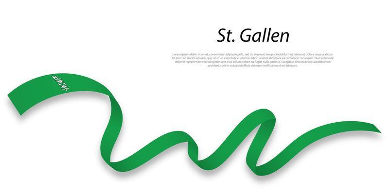 Waving ribbon or stripe with flag of St. Gallen