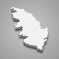 3d isometric map of Corse-du-Sud is a department in France vector