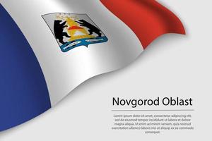 Wave flag of Novgorod Oblast is a region of Russia vector