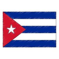 Hand drawn sketch flag of Cuba. doodle style icon vector