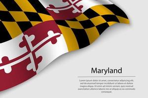 Wave flag of Maryland is a state of United States. vector