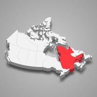 Quebec region location within Canada 3d map vector