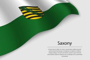 Wave flag of Saxony is a state of Germany. Banner or ribbon vector