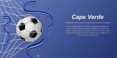 Soccer background with flying ribbons in colors of the flag of Cape Verde vector