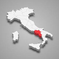 región ubicación dentro Italia 3d mapa modelo para tu diseño vector