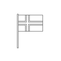 Black outline flag on of Norway. Thin line icon vector