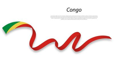 Waving ribbon or banner with flag of Congo. vector