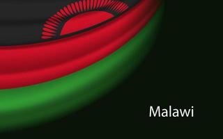 Wave flag of Malawi on dark background. vector