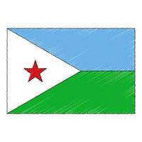 Hand drawn sketch flag of Djibouti. doodle style icon vector