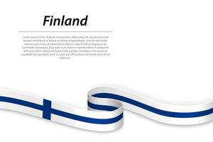 Waving ribbon or banner with flag of Finland. Template for independence day vector