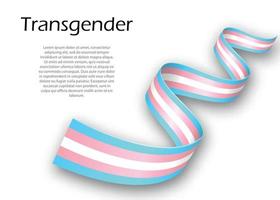Waving ribbon or banner with Transgender pride flag vector