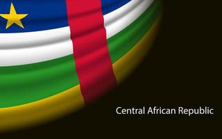 Wave flag of Central African Republic on dark background. vector