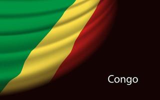 Wave flag of Congo on dark background. vector