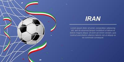 Soccer background with flying ribbons in colors of the flag of Iran vector