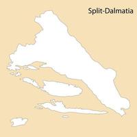 alto calidad mapa de Split-Dalmacia es un región de Croacia vector