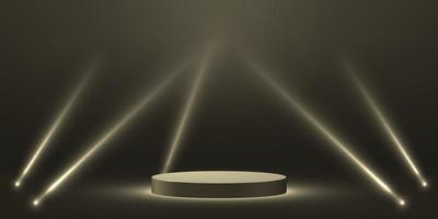 3d realistic podium or pedestal with spotlight on dark background. vector