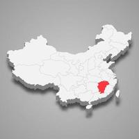 provincia ubicación dentro China 3d mapa modelo para tu diseño vector