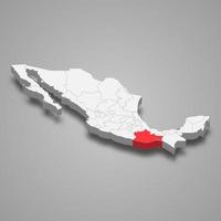 oaxaca región ubicación dentro mexico 3d mapa vector