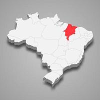 state location within Brazil 3d map Template for your design vector