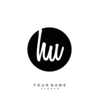 Initial HU Monogram with Grunge Template Design vector
