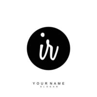 Initial IR Monogram with Grunge Template Design vector