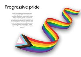 Waving ribbon or banner with Progressive pride flag vector