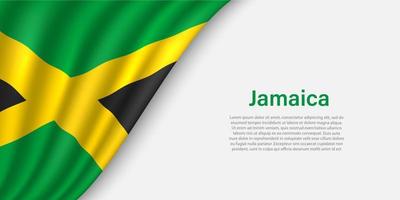 Wave flag of Jamaica on white background. vector