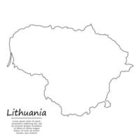 Simple outline map of Lithuania, silhouette in sketch line style vector