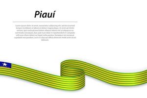 Waving ribbon or banner with flag of Piaui vector