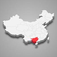 provincia ubicación dentro China 3d mapa modelo para tu diseño vector