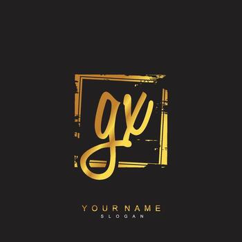 Initial GX Monogram with Grunge Template Design vector