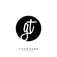 Initial GT Monogram with Grunge Template Design vector