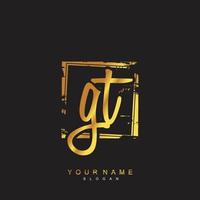 Initial GT Monogram with Grunge Template Design vector