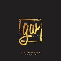 Initial GW Monogram with Grunge Template Design vector