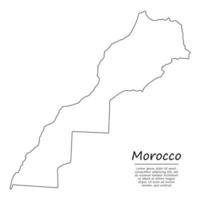 Simple outline map of Morocco, in sketch line style vector