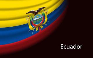 Wave flag of Ecuador on dark background. vector