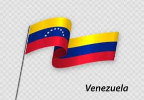 Waving flag of Venezuela on flagpole. Template for independence vector