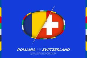 Romania vs Switzerland icon for European football tournament qualification, group I. vector