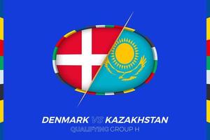 Denmark vs Kazakhstan icon for European football tournament qualification, group H. vector